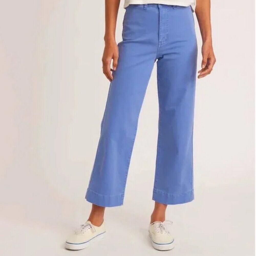 Marine Layer Bridget Slim Wide Crop Pants Marlin Blue Stretch Size 6 NWT